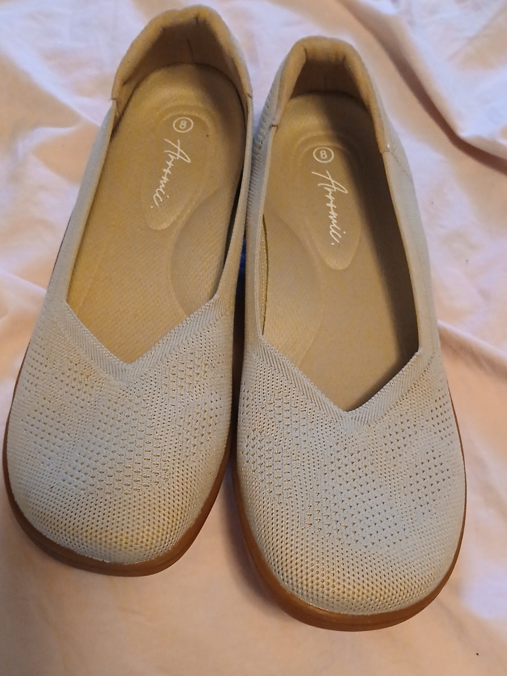Arromic Women's Light Beige Knit Slip-On Flats